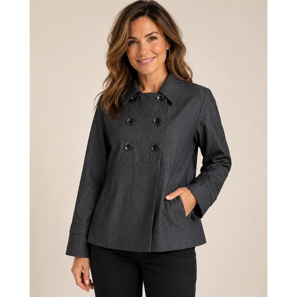 Sandro Sportswear Womens Gray Double Breasted Cotton Jacket Size L RN100170